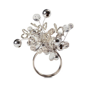 Servilleteros ecológicos bohemios con cuentas de plata hechos a mano, servilletero a granel para fiestas de boda - Product Image 1