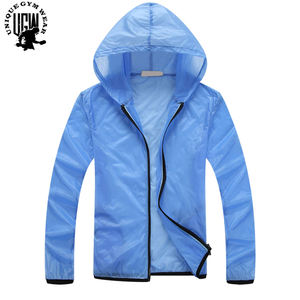 UNIQUE GYM WEAR Veste coupe-vent à capuche pour homme, hiver, coupe ajustée, imperméable, coupe-vent, séchage rapide, tissu polyester/coton - Product Image 4
