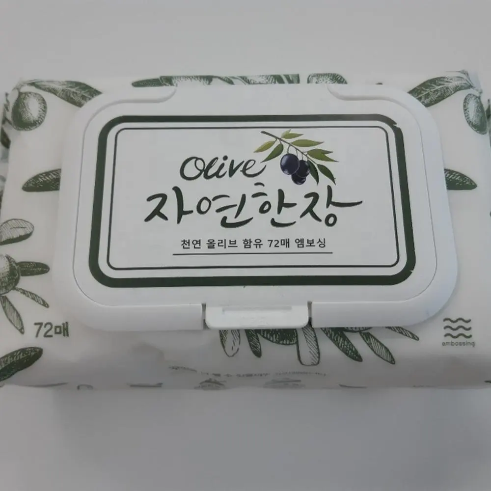 เนื้อเยื่อเปียกเกาหลีชิ้นธรรมชาติ Olive Hand Wash 72แผ่นทำความสะอาดพื้นผิวเนื้อเยื่อประกอบด้วยผักเอทานอล