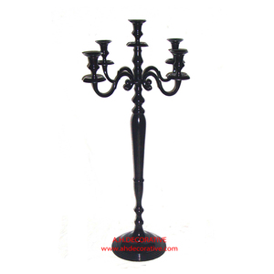 Candelabro de suelo con acabado brillante Negro, candelabro de 5 brazos para boda y fiesta de Navidad, candelabro hecho a mano decorado con jardín - Product Image 1
