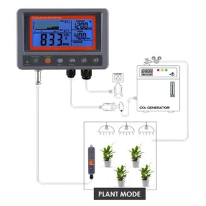 Estufa CO2 Controlador w/ 4.5 Metros Remoto CO2 Sensor Auto Detectar Dia Noite Função Perfeito para Grow Rooms, Home, Escritórios