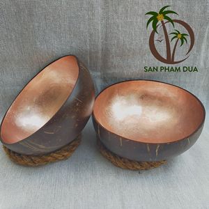 Bol en laque de couleur naturelle faite au VIETNAM, coquille de noix de COCO de ml, avec motif à l'intérieur - Product Image 2