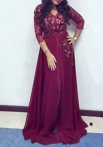 NEW--EMBROIDERY OF CRYSTAL GLASS BEADS,GLASS STONE WORK ON BEAUTIFUL PURPLE CAFTAN DRESS FOR PARTY-WEAR @ 2022 - Product Image 2