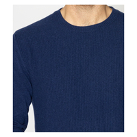 Pull en cachemire italien 100% bleu tricoté à la main pour homme, manches longues, col rond, hiver, fabrication ODM, écologique, laine PAOLO NERO