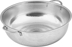 Precio de fábrica funcional laminado en borde de drenaje cesta colador de acero inoxidable de Metal colador con mango - Product Image 2