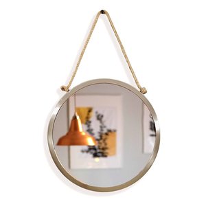 Espejo de pared de metal de forma redonda Simple, diseño moderno para decoración de pared, marco de cristal único de Metal - Product Image 1