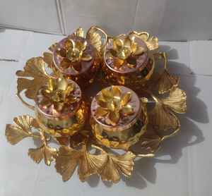 กล่องใส่ผลไม้แห้งสำหรับตกแต่งงานหัตถกรรมกล่องทองแดงสีทองพร้อมจานโลหะแบบตอก - Product Image 2