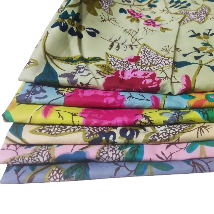 Hint Jaipur baskılı pamuklu kumaşlar koşu çiçek doğal boyalar kumaş hint el ekran baskı baskılı kumaşlar