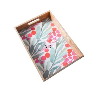 Bandeja de servicio de café de desayuno otomano, bandeja de madera con acabado de incrustaciones de hueso impreso de alta calidad, uso de catering doméstico - Product Image 1