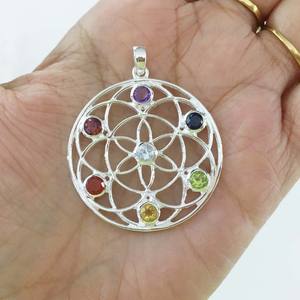Colgante de Chakra de Plata de Ley 925 auténtica única y creativa, peridoto de gran calidad, piedras preciosas múltiples para fiestas cristianas, venta al por mayor - Product Image 6