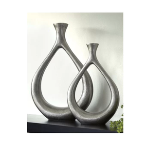Florero de Metal de aluminio plateado hecho a mano, florero decorativo de calidad para el hogar para bodas, venta al por mayor - Product Image 1