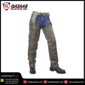 Pantalon en cuir de moto américain fait à la main Style Cowboy Pantalon en cuir suédé Chap Hommes Western Suede - Product Image 3