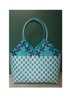 Sac Kathy en PP tissé à la main, coloré, en plastique recyclé, petit motif géométrique, dessin animé, 99GD