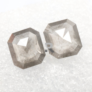 เพชรชนบท3.65กะรัตมรกตขัดธรรมชาติเกลือและพริกไทยคู่เพชร - Product Image 2