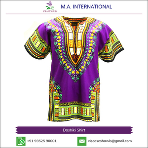 เสื้อดาชิกิ CRAFTSHUB ลายพิมพ์แอฟริกันดั้งเดิม ผ้าฝ้าย 100% ระบายอากาศได้ดี น้ำหนักเบา แขนสั้น ทรงปกติ ใส่ได้ทั้งชายและหญิง - Product Image 2