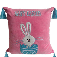 Taie d'oreiller mignonne en coton velours, 1 pièce, coussin de canapé, motif pierre lapin, dessin animé de pâques coloré