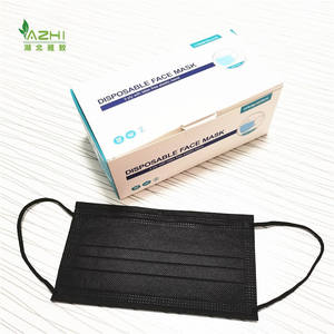 Masker Wajah Sekali Pakai 3 Lapis <span class=keywords><strong>Nonwoven</strong></span> Hitam CE Hubei dengan Tali Telinga - Product Image 6