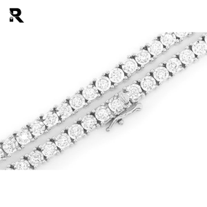 Collier en plaqué or 14K, chaîne à maillons cubains, réglage Miracle, grande taille de diamant, colliers précieux - Product Image 2