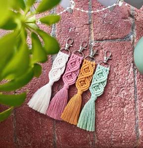 Macrame พวงกุญแจ | พวงกุญแจโบโฮ | คลิปกุ้งก้ามกราม - Product Image 1