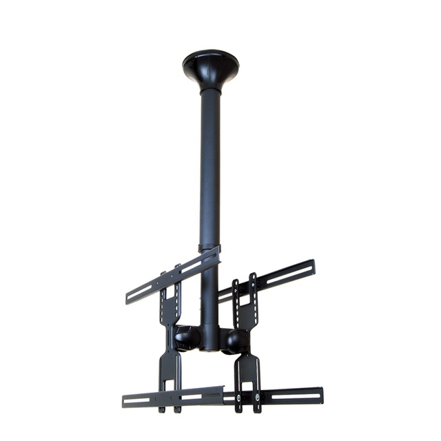 Height Adjustable Dual LCD Plasma TV Ceiling Mount Back-to-Back Bracket VESA Max 600x400mm 35kg Capacity 26"-55" TVs Black