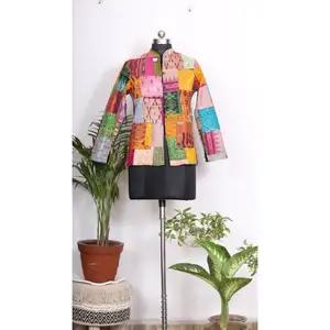 Indian Cotton Coat Women Quilt Jacket Double Sided Jacket Ladies Winter Cotton Blazer Reversible Kantha Quilted Patchwork Jacket