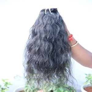 Extensiones de cabello Remy alineado con Templo indio de alta calidad Cabello humano virgen ondulado con sensación suave en la mano - Product Image 1