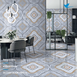 Carreaux de porcelaine modernes hautement polis, fabriqués en Inde, pour sols et comptoirs de cuisine, surface lisse vitrifiée et émaillée - Product Image 5