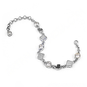 <b>Lovely</b> Cubic Zirconia Gemstone Round and Cushion 925 Solid Sterling Silver <b>Bracelet</b> Handmade Jewellery Gift for Her - Product Image 1