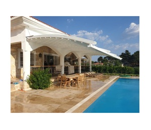 Outdoor Oval PVC Motorized Awning Retractable Roof With Led Ligthining Electrical Dimmable Aluminum Radius Pergola System - Product Image 1