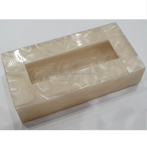 LATEST DESIGN Top selling Cheap Tissue Box resin tissue box with sliding tray resin craft