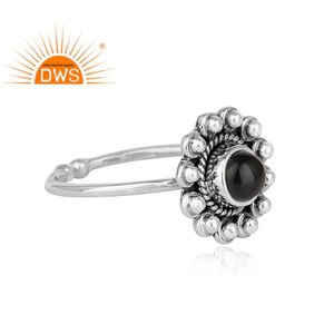 Anillo de Ónix Negro Natural al por Mayor, Anillo Ajustable de Plata de Ley 925 de Alta Calidad, Joyería Oxidada - Product Image 2