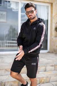 Sudadera con capucha para hombre, de invierno, para gimnasio, con cremallera, rayas laterales, diseño liso, forro polar de poliéster/algodón, antiencogimiento, antipilling, tipo jersey. - Product Image 5