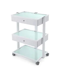 USA free shipping tool cabinet glass moving beauty salon drawer trolley with 2 color in stock