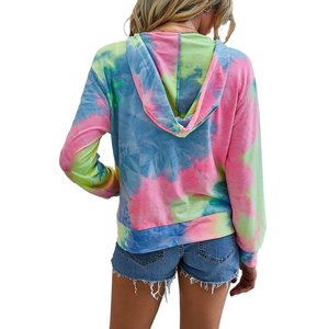 Sudadera con capucha Tie-Dye, Tops ligeros y finos, sudadera con cremallera - Product Image 4