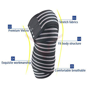Gym Fitness Compression Weight Lifting <b>Knee</b> Wraps High Elasticity <b>Knee</b> Support Wrap for Running - Product Image 3