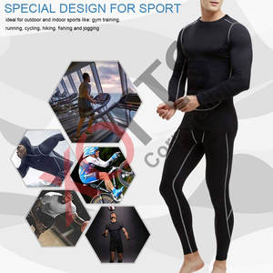 Ensemble de vêtements de sport pour hommes et femmes, vêtements de compression pour la course à pied, le yoga et la remise en forme, 100% nylon, chemises et hauts amples, noir - Product Image 2