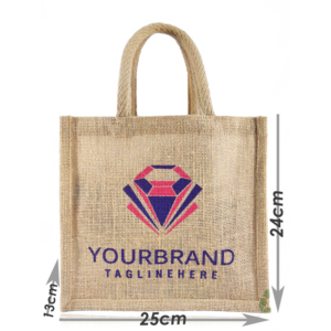 Bolsa Promocional de Yute Pequeña con Logotipo Personalizado Impreso para Compras y Uso en Supermercados |   Bolsa Reutilizable Ecológica con Impresión Personalizada Disponible - Product Image 2