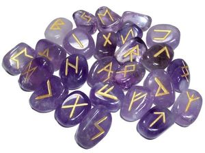 Vente en gros de cristal naturel améthyste runes spécimens minéraux pour la méditation divination pierres de guérison sorcières runes ensemble de pierres - Product Image 2