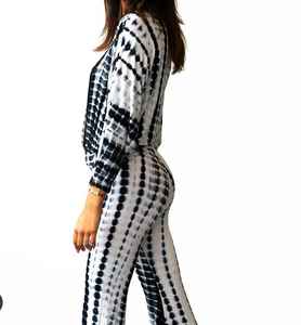 Mono Floral Tie-Dye para mujer, pantalones elegantes holgados de pierna ancha, ropa de playa informal para otoño, tejido dulce ecológico - Product Image 2