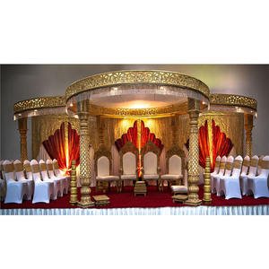 Boda real Vidhi Mandap decoración maravillosa ceremonia de boda india Mandap cristal dorado FRP mejor boda Lagan Mandap - Product Image 1