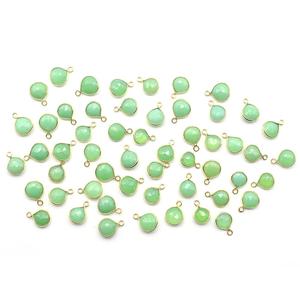 Pendentif en argent sterling 925 plaqué or avec chalcedoine chrysoprase en forme de cœur, fabrication artisanale de bijoux - Product Image 4