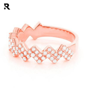 RRP Jewellers 0.60ctw Dos filas Zig Zag Redondo Corte brillante Diamante Bisel Set 14K Oro Hombres Anillo de compromiso de boda Certificado IGI - Product Image 4