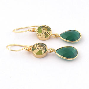 फैक्टरी आपूर्तिकर्ता महिलाओं के फैशन ड्रॉप बालियां बहुमुखी हरी मिर्च तोते हरे रंग की मूद तांबे का कछुआ सोना प्लाई वाली खतरनाक - Product Image 3