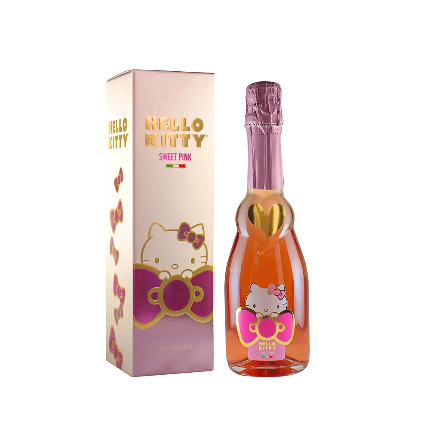 Italian High Quality Sparkling Rose Wine - OFFICIAL HELLO KITTY WINE - " SWEET PINK " 375 ml Bottle Best Alcoholic Beverage