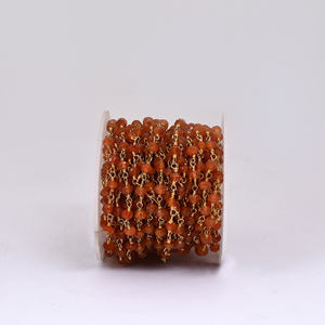 Cadena de cuentas de rosario de plata de ley 925 de piedras preciosas de cornalina con collar de moda chapado en oro para regalo de boda o fiestas. - Product Image 2