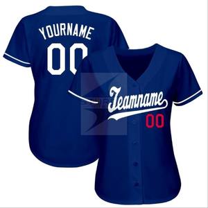Jersey de béisbol con cuello en V para hombre, Jersey de béisbol 100% poliéster azul bordado, diseño personalizado, Nueva York, alta calidad - Product Image 2