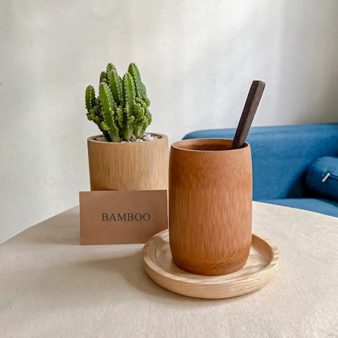 Bambu Copo De Madeira Handmade Eco friendly Cup Feito no Vietnã liquidificador portátil garrafa de vidro copo de café