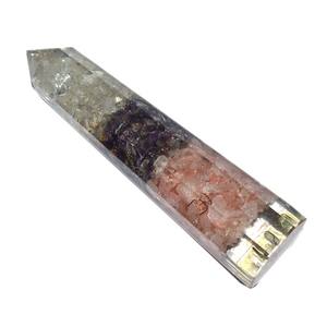 Crystal Quartz <b>Rose</b> Amethyst Layer Orgonite <b>Obelisk</b> Crystal Healing Natural Stone - Product Image 1