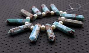 High Quality Natural Larimar Gemstone 11 Pieces Faceted One-Point Pencil Semiprecious Stones <b>Blue</b> Briolette Beads 1 Strand - Product Image 5