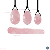 Premium-Qualität Poliertes Ovales Edelstein-Yoni-Ei-Set Gravierter Rosenquarz Amethyst Schwarzer Obsidian Feng Shui Frauen-Kegel-Übungsset